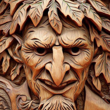 AI Image: Carving of Green Man