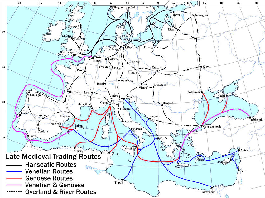 Map: Late Medieval Trade Routes