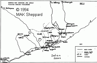 Sketch map of roads in Hambantota District, Sri Lanka